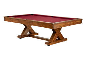Legacy Billiards 7 Ft Cumberland Pool Table in Natural Acacia Finish with Red Cloth