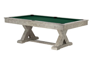Legacy Billiards 7 Ft Cumberland Outdoor Pool Table in Ash Grey Finish with Forest Green Outdoor Cloth