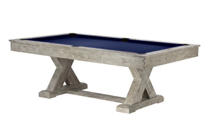 Legacy Billiards 8 Ft Cumberland Outdoor Pool Table in Ash Grey Finish with Navy Outdoor Cloth