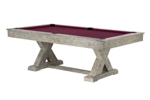 Legacy Billiards 7 Ft Cumberland Pool Table in Ash Grey Finish with Burgundy Cloth