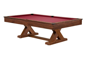 Legacy Billiards 7 Ft Cumberland Pool Table in Gunshot Finish with Red Cloth