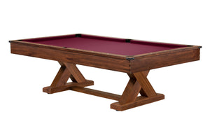 Legacy Billiards 7 Ft Cumberland Pool Table in Gunshot Finish with Burgundy Cloth
