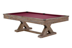 Legacy Billiards 7 Ft Cumberland Pool Table in Smoke Finish with Burgundy Cloth