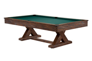 Legacy Billiards 7 Ft Cumberland Pool Table in Whiskey Barrel Finish with Dark Green Cloth