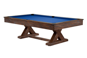 Legacy Billiards 7 Ft Cumberland Pool Table in Whiskey Barrel Finish with Blue Cloth