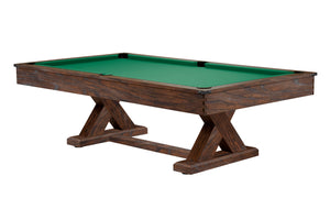 Legacy Billiards 8 Ft Cumberland Pool Table in Whiskey Barrel Finish with Green Cloth
