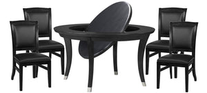 Legacy Billiards Sterling 54 Inch Flip Top Game Table with 4 Heritage Dining Chairs in Black Onyx Finish