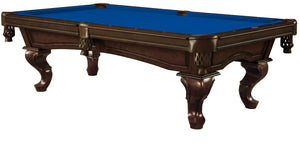 Legacy Billiards 8 Ft Mallory Pool Table in Nutmeg Finish with Blue Cloth