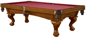 Legacy Billiards 8 Ft Megan Pool Table in Walnut Finish with Red Cloth