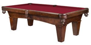 Legacy Billiards 8 Ft Mustang Pool Table in Nutmeg Finish with Red Cloth