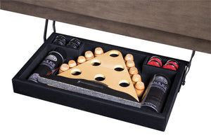 Legacy Billiards The Perfect Drawer Accessories Storage for Shuffleboards With Bowling Pins and Pucks and Wax and Silicone Spray