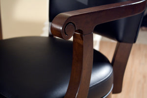 Legacy Billiards Classic Backed Barstool Arm and Seat Closeup