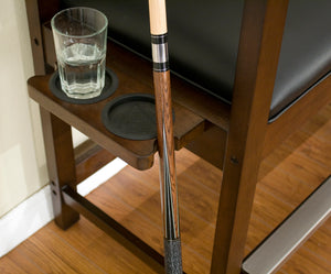 Legacy Billiards Classic Backed Storage Bench Drink Holder Closeup