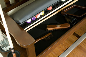 Legacy Billiards Classic Backed Storage Bench Storage Closeup