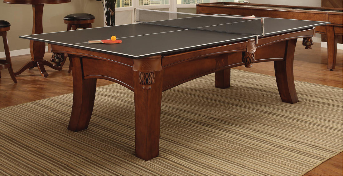 Legacy Billiards Table Tennis Conversion Top Shown on Top of an Ella Pool Table Room Shot