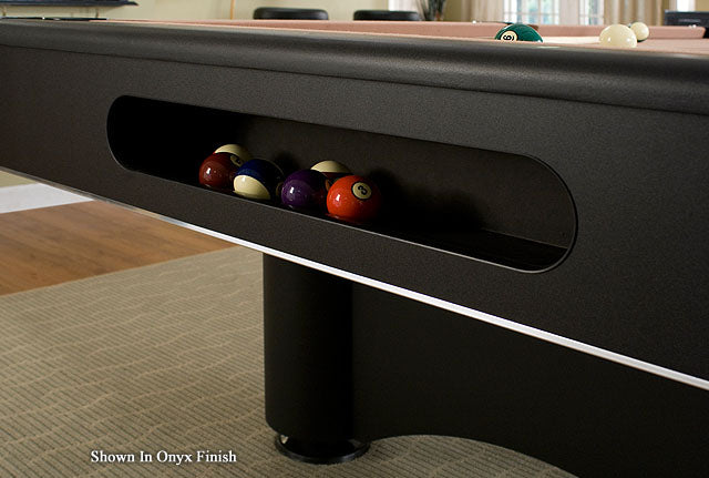 Closeup of the Ball Box on the Legacy Billiards 7 Ft Destroyer Pool Table