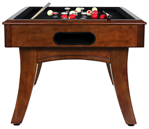 Legacy Billiards Ella Bumper Pool Table With Pool Balls and Cues Side View