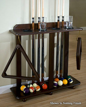 Legacy Billiards Heritage Floor Cue Rack with Pool Cues and Balls