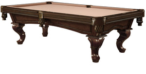 Legacy Billiards 8 Ft Mallory Pool Table in Nutmeg Finish with Tan Cloth