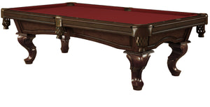 Legacy Billiards 7 Ft Mallory Pool Table in Nutmeg Finish with Red Cloth