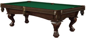 Legacy Billiards 8 Ft Megan Pool Table in Nutmeg Finish with Dark Green Cloth