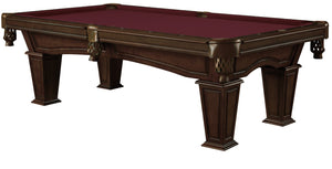 Legacy Billiards 7 Ft Mesa Pool Table in Nutmeg Finish with Burgundy Cloth